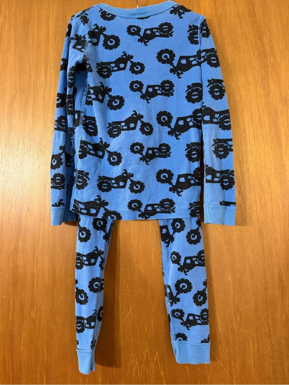 Hanna Andersson Blue and Black Motorcycle Pajama Set
